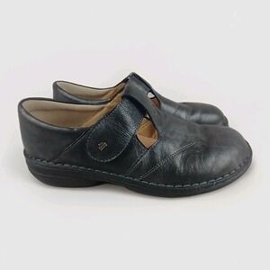 Finn Comfort Germany Black Leather Mary Jane T-Strap Walking Shoes Womens 42 D